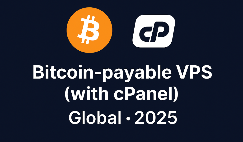Bitcoin-payable VPS (with cPanel) • Global (2025)